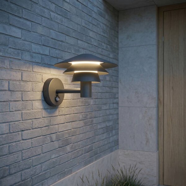 Applicazione da esterno LED Lucande Montaro, antracite, IP54 con sensore Montaro, Nero, Alluminio, Moderno, Applique da esterni