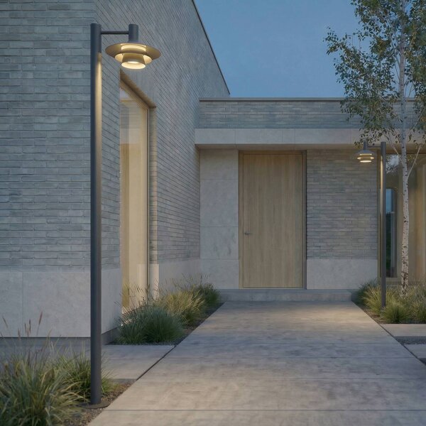 Lampada LED da esterno Lucande Montaro, antracite, 220 cm, IP54 Montaro, Nero, Alluminio, Moderno