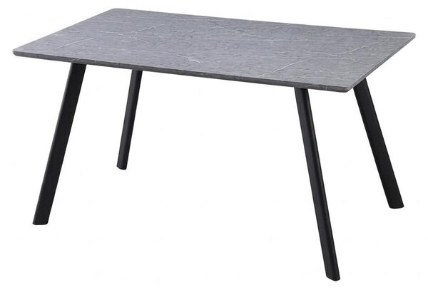 Tavolo Fisso Paros Design Moderno Grigio Pietra Gambe Nere Sala 140x80x75cm
