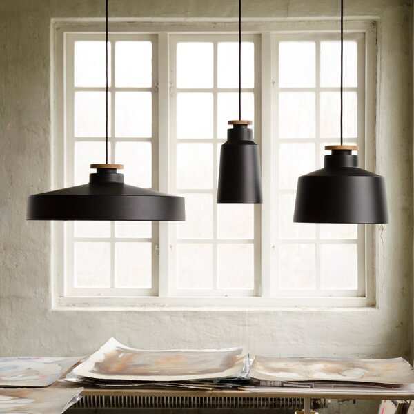 Lampada a sospensione Herstal, Nero, Sala da pranzo, Metallo