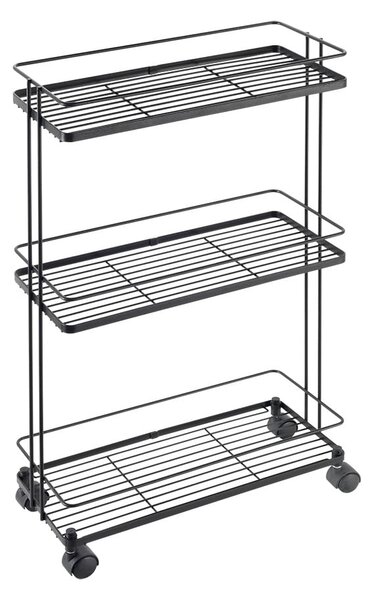 Carrello portaoggetti nero opaco in acciaio 38x62x16 cm Lava – Metaltex
