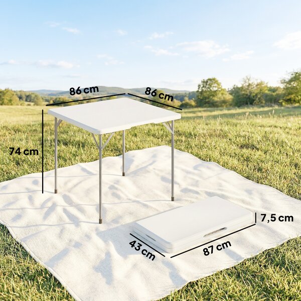 Outsunny Tavolo da Campeggio Tavolino da Esterno Pieghevole 86x86x74 cm Bianco | Aosom Italy