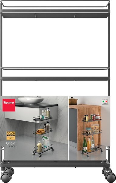 Carrello portaoggetti nero opaco in acciaio 38x62x16 cm Lava – Metaltex