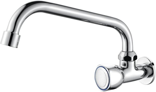 Rubinetto per acqua fredda - Rubinetto da cucina - Rubinetto a parete - Cromo - Argento