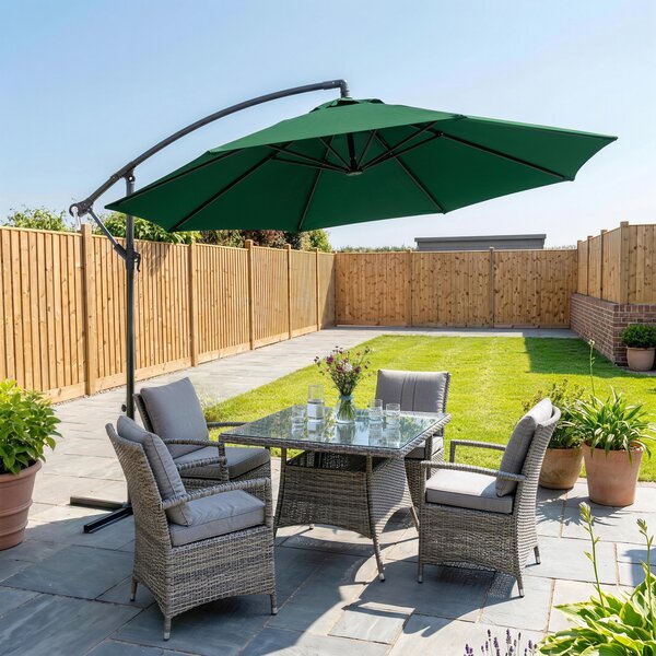 Outsunny Ombrellone da Giardino 3x2.5 m, Inclinabile con Base a Croce e Manovella, in Acciaio e Poliestere