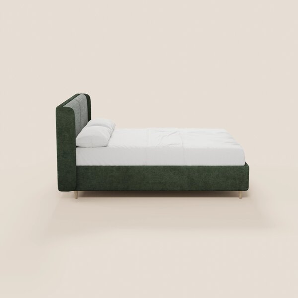 VALKIRIA letto imbottito bicolore con vano contenitore - cuscini schie