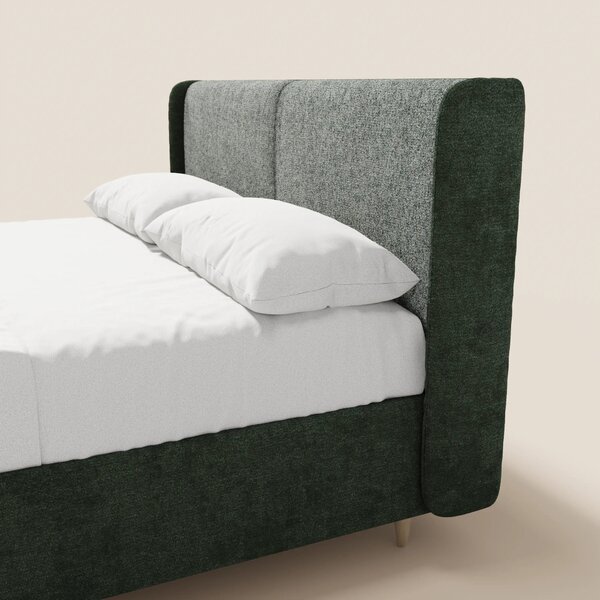 VALKIRIA letto imbottito bicolore con vano contenitore - cuscini schie