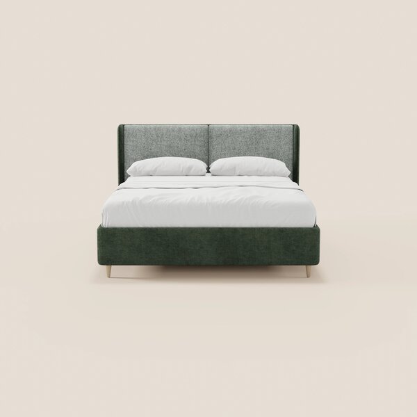 VALKIRIA letto imbottito bicolore con vano contenitore - cuscini schie