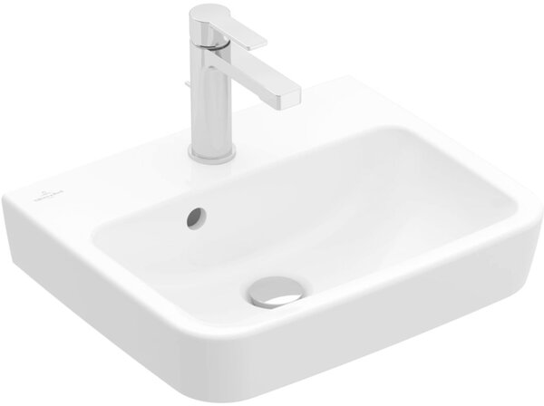 Villeroy & Boch O.novo - Lavabo da appoggio, 450x370 mm, con sfioratore, senza foro per miscelatore, bianco alpino 43444J01