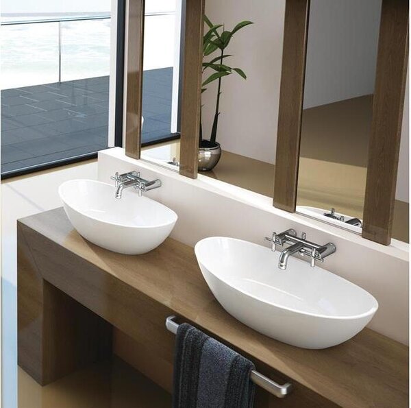 Lavabo da appoggio Namur 600 x 350 x 120 mm bianco