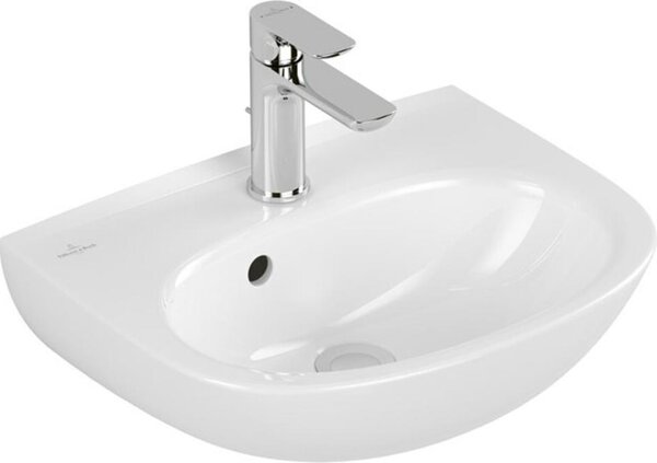 V&B lavamano O.Novo 45x36cm, ovale, rubinetto con troppopieno, bianco C-plus