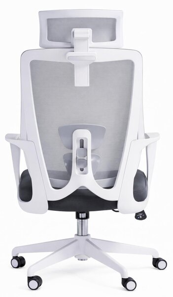 Sedia da ufficio ergonomica, grigia, con poggiatesta regolabile