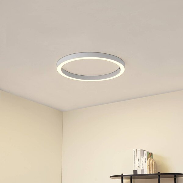 Plafoniera a LED Neor Lucande, dimmerabile, Bianco / Opale, Corridoio, Metallo, Moderno, Plafoniera LED