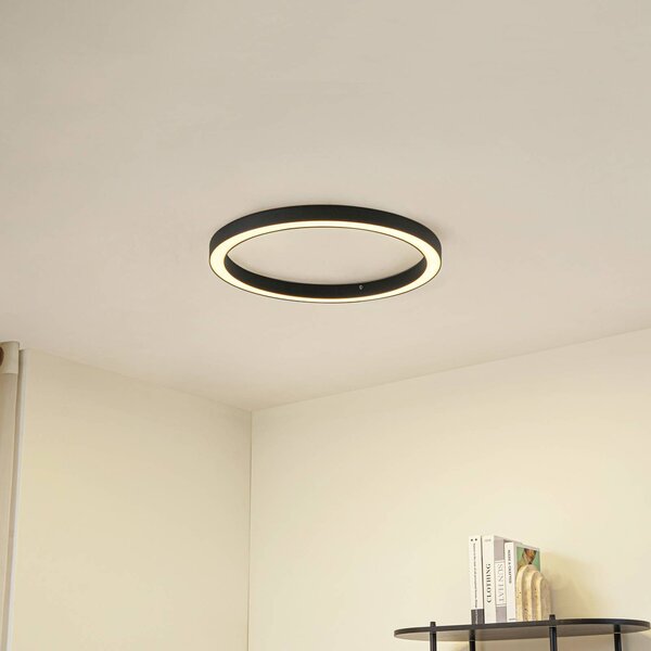 Plafoniera a LED Neor Lucande, dimmerabile, Nero, Corridoio, Metallo, Moderno, Plafoniera LED