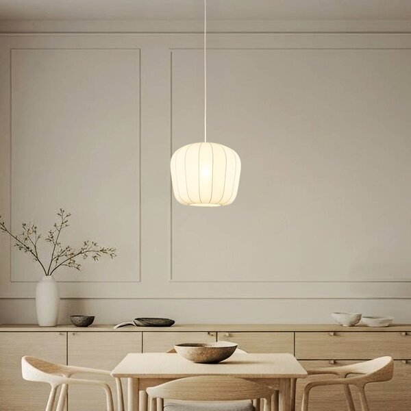 Lampada a sospensione Helin Lindby, dimmerabile, Bianco / Opale, Soggiorno / Sala da pranzo, Tessuto / Stoffa / Seta, Moderno, Lampada a sospensione