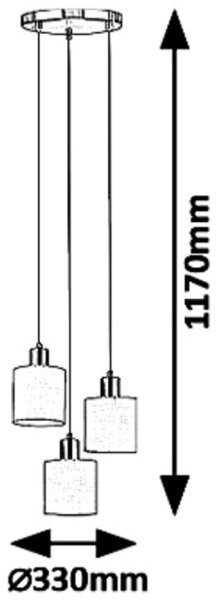 Rabalux 5012 - Lampadario a sospensione con filo NATINA 3xE14/25W/230V