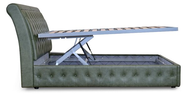 Letto Matrimoniale Chesterfield Ego Pelle Primo Fiore Verde Inglese 160x190 cm - Design Iconico e Funzionale