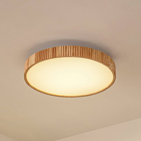 Plafoniera a LED Velua Lindby, dimmerabile, Legno chiaro, Soggiorno / Sala da pranzo, Legno, Moderno, Plafoniera LED