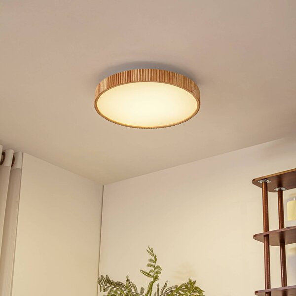 Plafoniera a LED Velua Lindby, dimmerabile, Legno chiaro, Soggiorno / Sala da pranzo, Legno, Moderno, Plafoniera LED