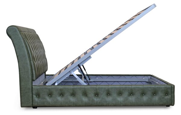 Letto Matrimoniale Chesterfield Ego Pelle Primo Fiore Verde Inglese 160x190 cm - Design Iconico e Funzionale