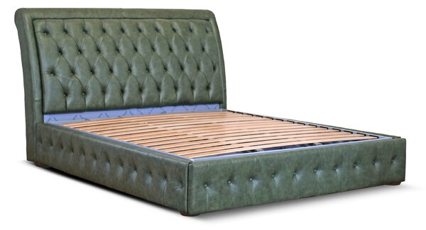 Letto Matrimoniale Chesterfield Ego Pelle Primo Fiore Verde Inglese 160x190 cm - Design Iconico e Funzionale