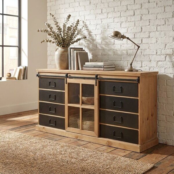 CALIN - madia industrial in acciaio e legno