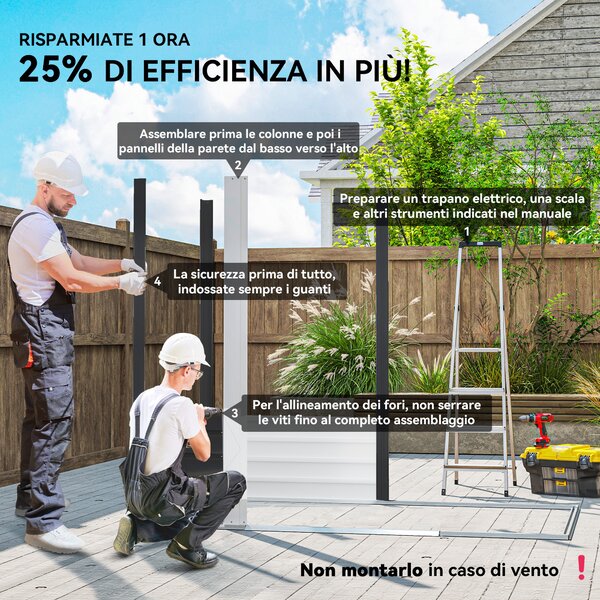 Outsunny Casetta da Giardino con Porte Scorrevoli e 4 Prese d'Aria, Capanno porta Attrezzi in Acciaio, 196x236x208 cm, Grigio Scuro | Aosom Italy