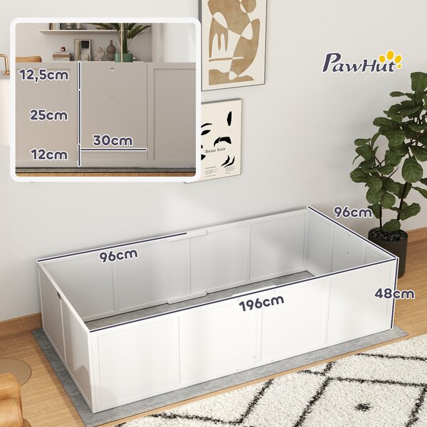 PawHut Box parto per cani e cuccioli, con ingressi regolabili, per cani grandi e piccoli, 196 x 96 x 48 cm, Bianco | Aosom Italy