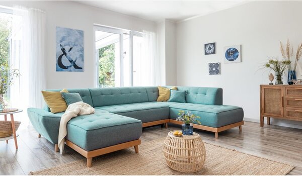 Divano letto angolare turchese (angolo destro/"U") Dazzling Daisy - Miuform