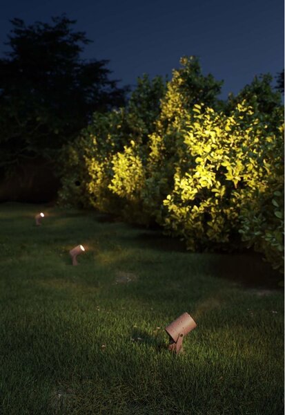 Sair XL - Faro a led a picchetto rotondo 20W IP65 Corten 2200K - Luce da giardino per piante o siepe h38cm - Beneito faure