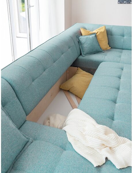 Divano letto angolare turchese (angolo destro/"U") Dazzling Daisy - Miuform