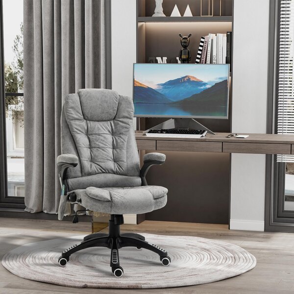 Okwish sedia da ufficio regolabile in altezza sedia direzionale con schienale e sedile girevole a 360°, sedia da lavoro sedia girevole sedia da computer con 5 ruote universali e imbottitura, grigio