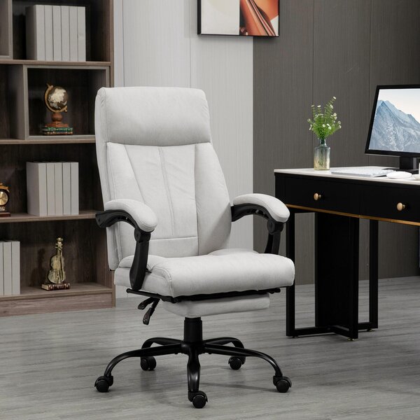 Okwish sedia da ufficio per la casa sedia da ufficio con funzione massaggio e schienale a 155°, sedia direzionale con supporto lombare e braccioli comfort, grigio chiaro
