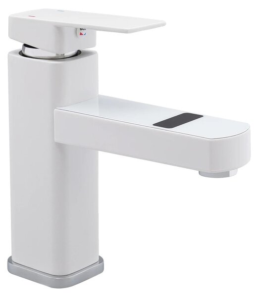Rubinetto da lavabo, indicatore di temperatura a LED, da incasso, BIANCO