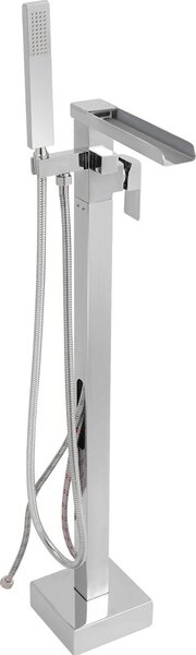 Rubinetto da bagno, design free-standing, funzione doccetta, argento