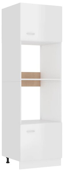 Mobile Microonde Bianco Lucido 60x57x207 cm Legno Multistrato