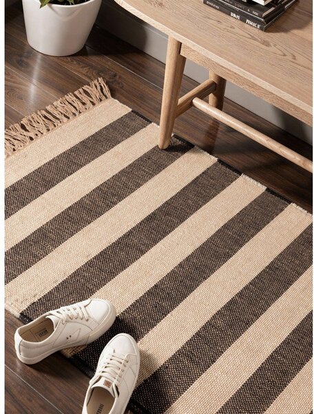 Passatoia nera/color crema in iuta reversibile/tessuta a mano 80x200 cm Playa – Hanse Home