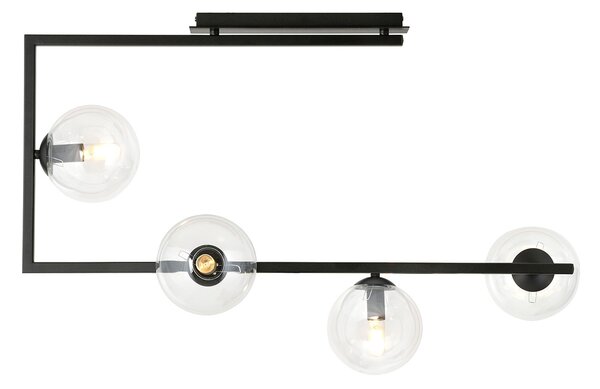 Plafoniera Minimal Nanna Acciaio Nero Trasparente 4 Luci E14 Ip20