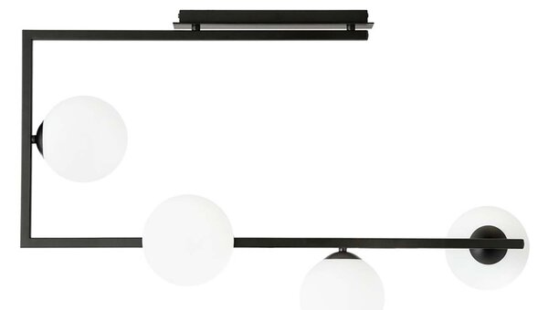 Plafoniera Minimal Nanna Acciaio Nero Oro 4 Luci E14 Ip20