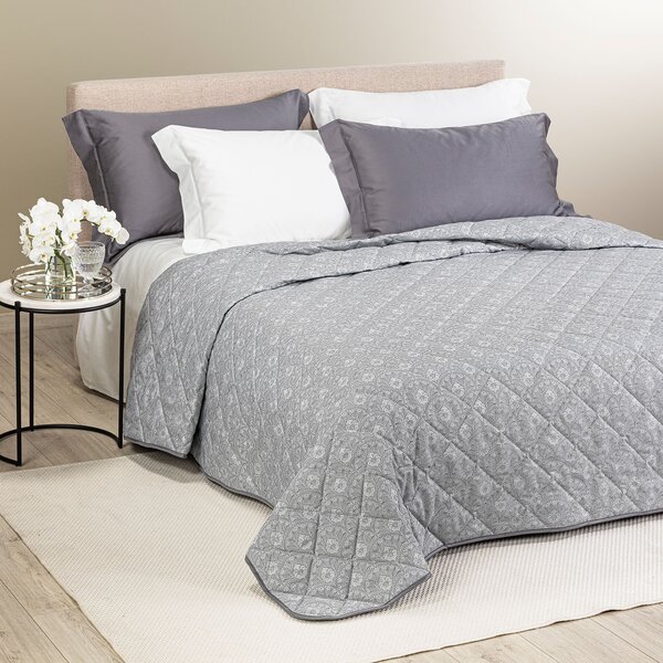 Copriletto Primaverile MATRIMONIALE Danubio GRIGIO Raso Jacquard Caleffi