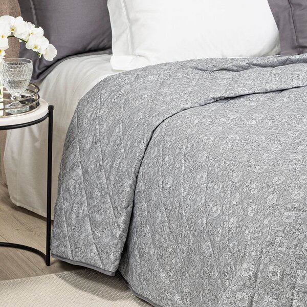 Copriletto Primaverile MATRIMONIALE Danubio GRIGIO Raso Jacquard Caleffi
