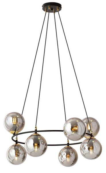 Lampadario Minimal Tiamat Acciaio Nero Oro Grigio 7 Luci E14 Ip20