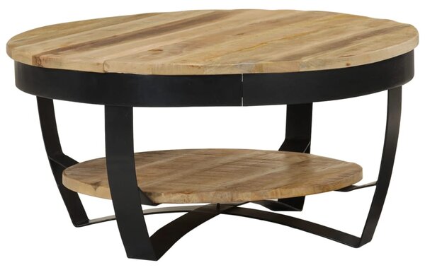 Tavolino da Salotto in Legno Massello Grezzo di Mango 65x32 cm