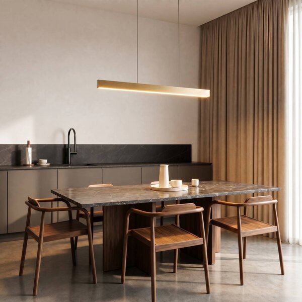 Lucande Smart LED lampada a sospensione Mylosh, oro, CCT, Tuya Mylosh Lucande, dimmerabile, Ottone / Oro, Soggiorno / Sala da pranzo, Alluminio, Moderno