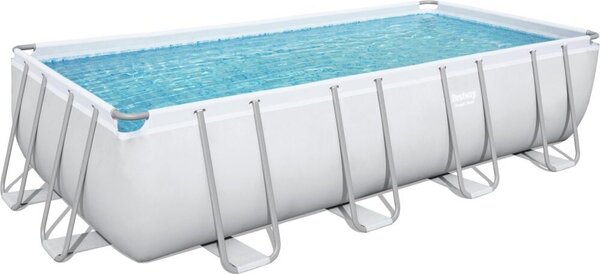 Bestway® Power Steel™ Frame Set completo di piscina con pompa filtro 549 x 274 x 122 cm, grigio chiaro, rettangolare