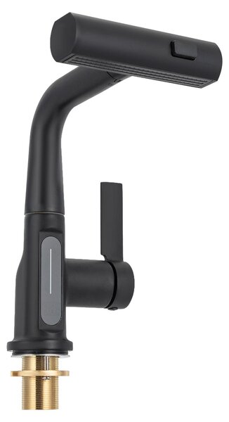 Miscelatore per lavello, con funzione estraibile, design moderno in ottone, nero