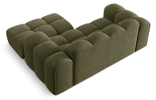Divano angolare verde (con penisola a destra/con chaise lounge) con rivestimento in ciniglia Treno – Cosmopolitan Design