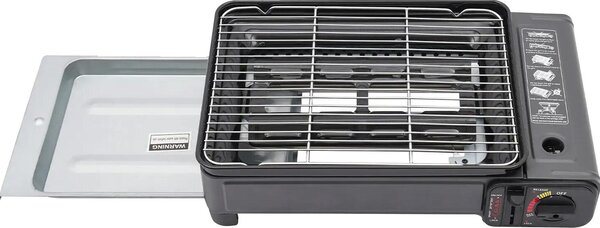 Barbecue a gas, portatile, con controllo della fiamma regolabile, nero
