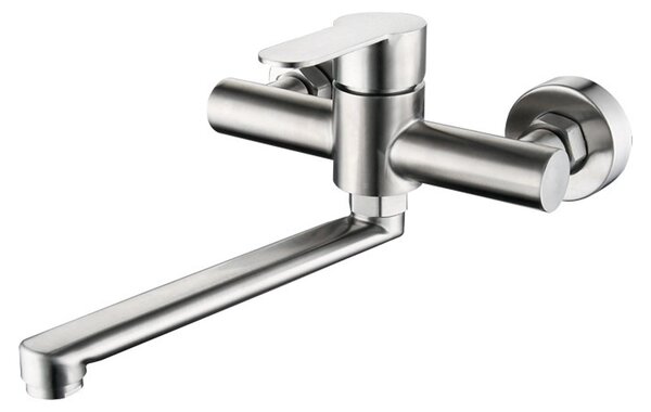 Rubinetto da cucina, miscelatore per acqua calda e fredda, design elegante, argento
