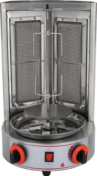Grill, elettrico e a gas, girevole a 360°, argento
